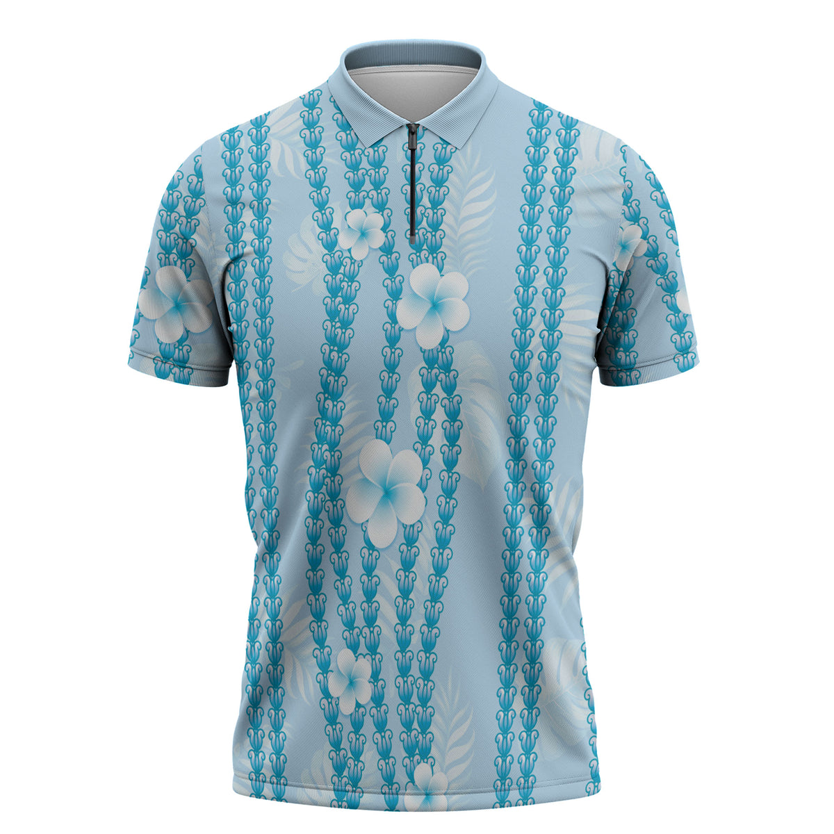 Hawaii Queen Liliuokalani Zipper Polo Shirt Blue Lei Pua Kalaunu LT05 Blue - Polynesian Pride