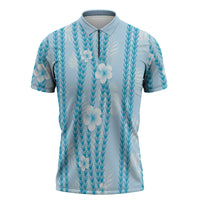 Hawaii Queen Liliuokalani Zipper Polo Shirt Blue Lei Pua Kalaunu LT05 Blue - Polynesian Pride