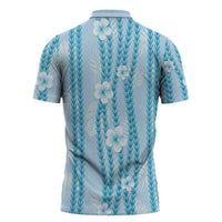 Hawaii Queen Liliuokalani Zipper Polo Shirt Blue Lei Pua Kalaunu LT05 - Polynesian Pride