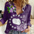 Cook Islands Rarotonga Women Casual Shirt Coat Of Arms Plumeria Polynesian Turtle LT05 Female Purple - Polynesian Pride