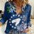 Personalized Cook Islands Pukapuka Women Casual Shirt Coat Of Arms Plumeria Polynesian Turtle LT05 Female Blue - Polynesian Pride