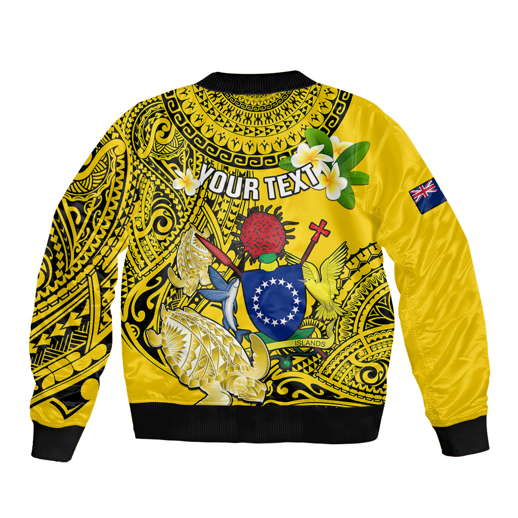 Personalized Cook Islands Aitutaki Bomber Jacket Coat Of Arms Plumeria Polynesian Turtle LT05 - Polynesian Pride