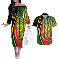 Vanuatu Constitution Day Couples Matching Off The Shoulder Long Sleeve Dress and Hawaiian Shirt Long Live Vanuatu LT05 Colorful - Polynesian Pride