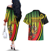 Vanuatu Constitution Day Couples Matching Off The Shoulder Long Sleeve Dress and Hawaiian Shirt Long Live Vanuatu LT05 - Polynesian Pride