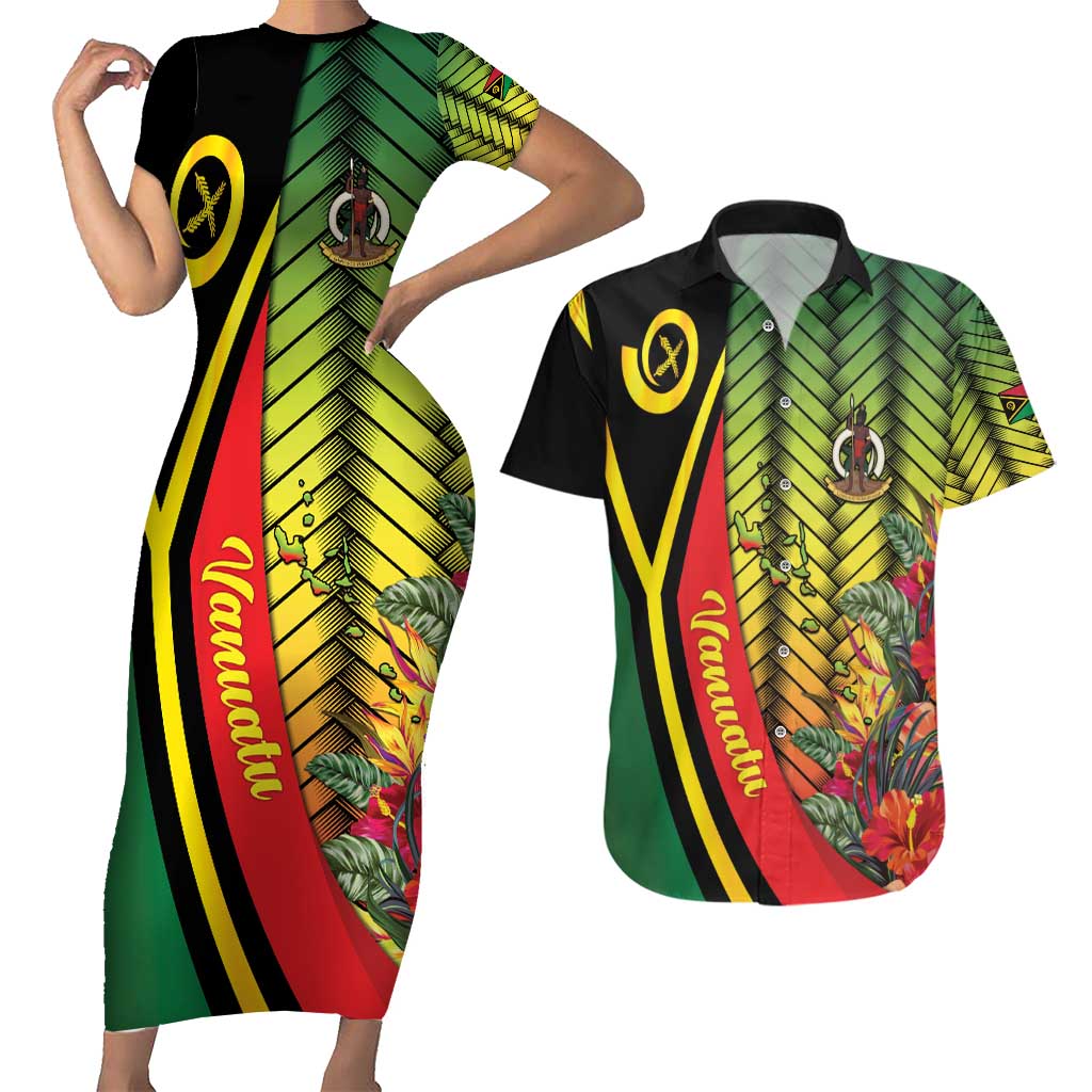 Vanuatu Constitution Day Couples Matching Short Sleeve Bodycon Dress and Hawaiian Shirt Long Live Vanuatu LT05 Colorful - Polynesian Pride