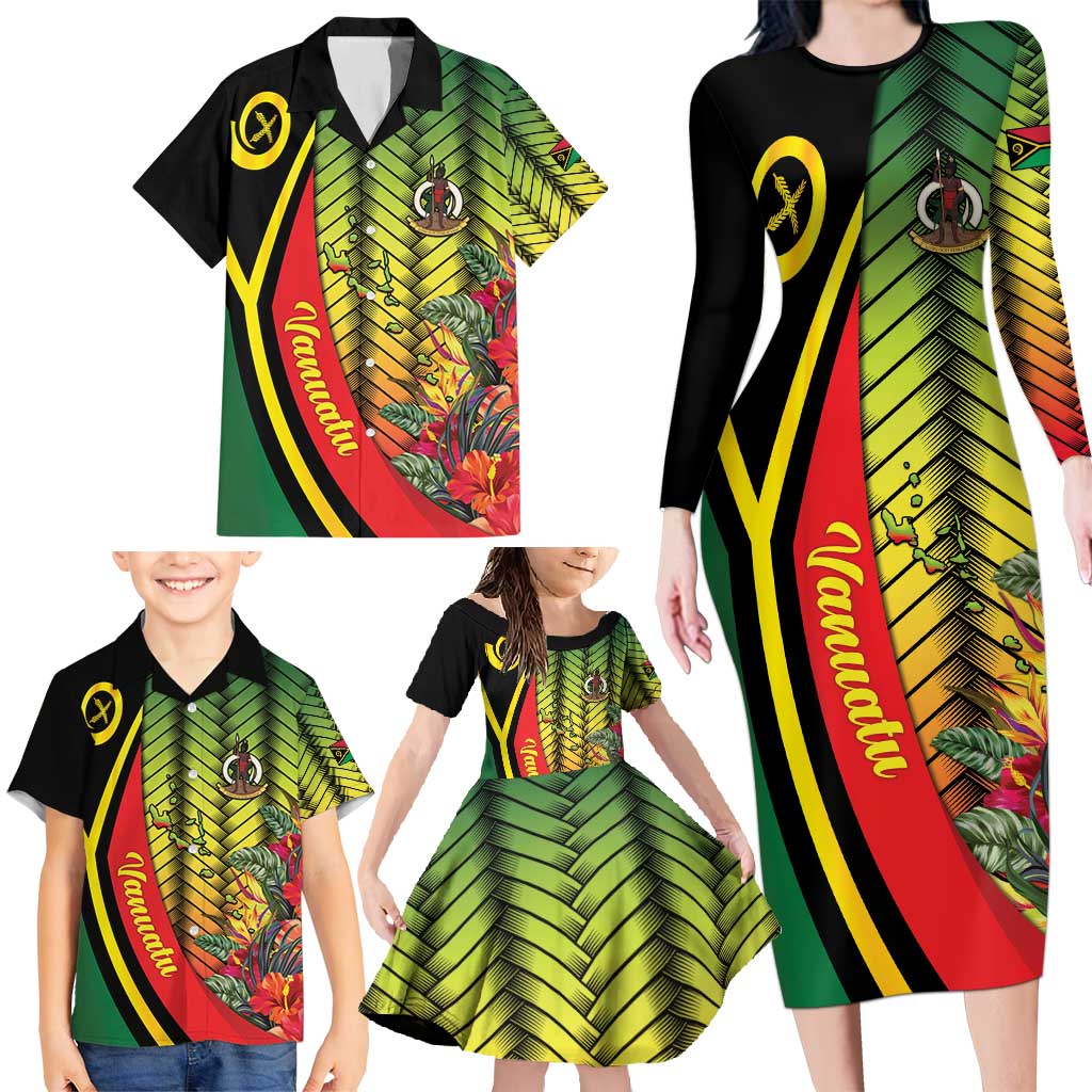 Vanuatu Constitution Day Family Matching Long Sleeve Bodycon Dress and Hawaiian Shirt Long Live Vanuatu LT05 - Polynesian Pride
