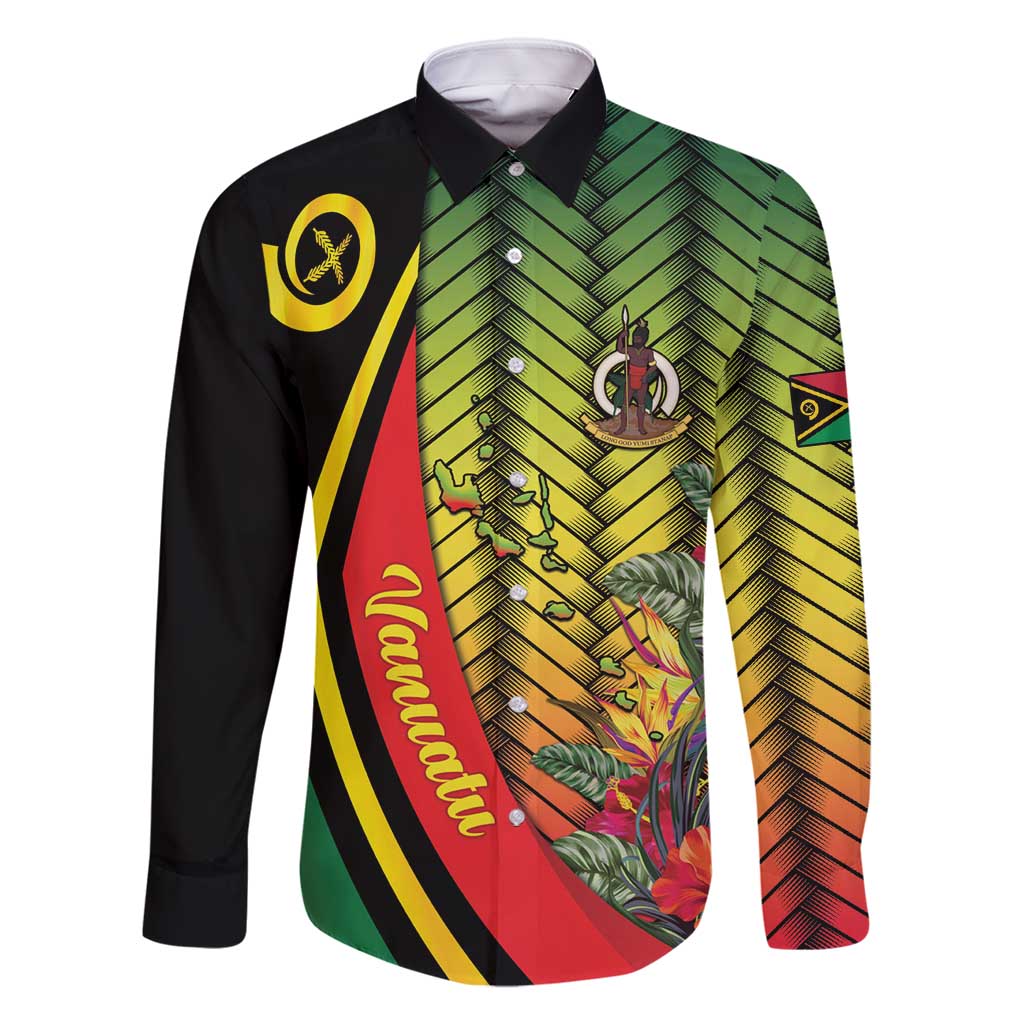 Vanuatu Constitution Day Family Matching Mermaid Dress and Hawaiian Shirt Long Live Vanuatu LT05 Dad's Shirt - Long Sleeve Colorful - Polynesian Pride