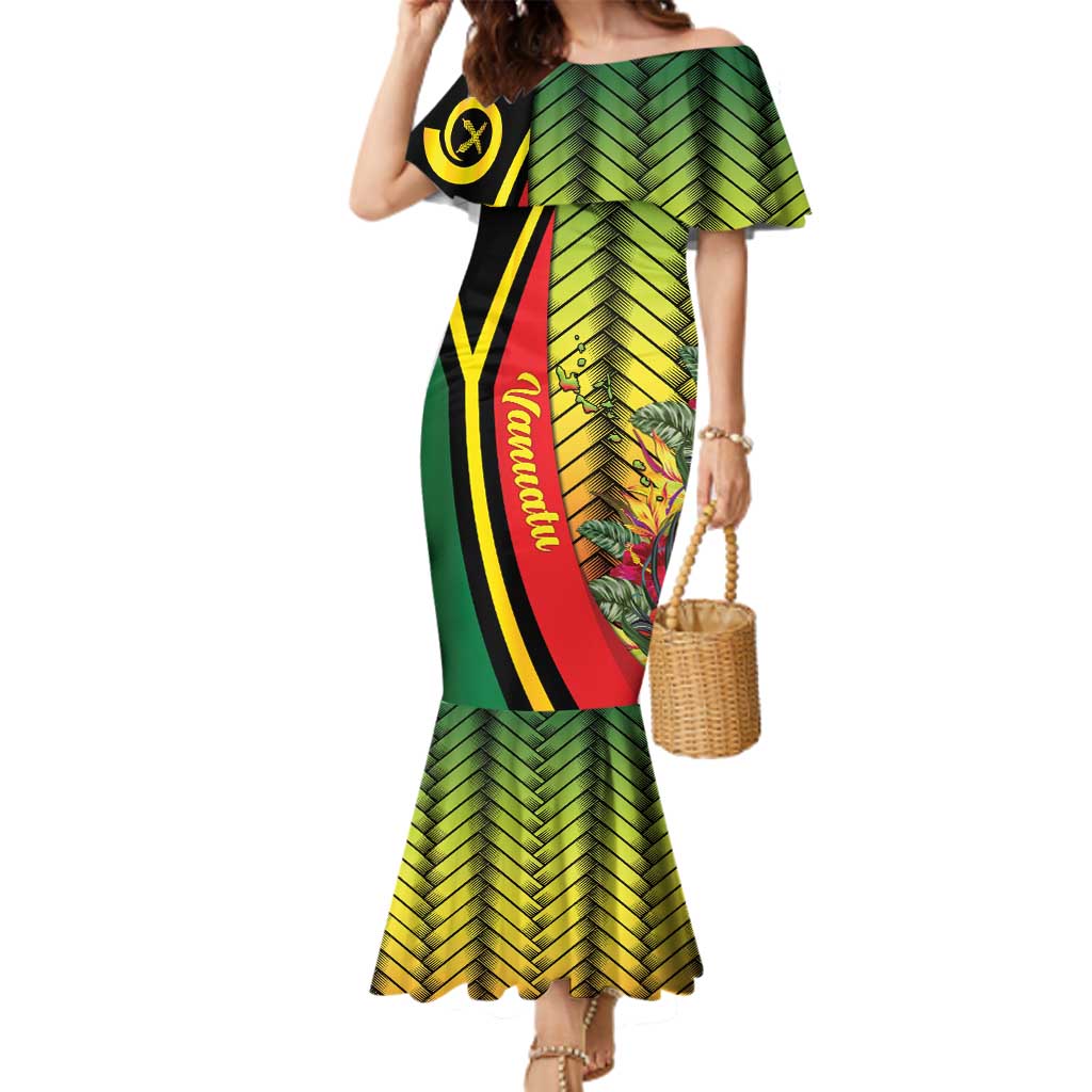 Vanuatu Constitution Day Family Matching Mermaid Dress and Hawaiian Shirt Long Live Vanuatu LT05 Mom's Dress Colorful - Polynesian Pride