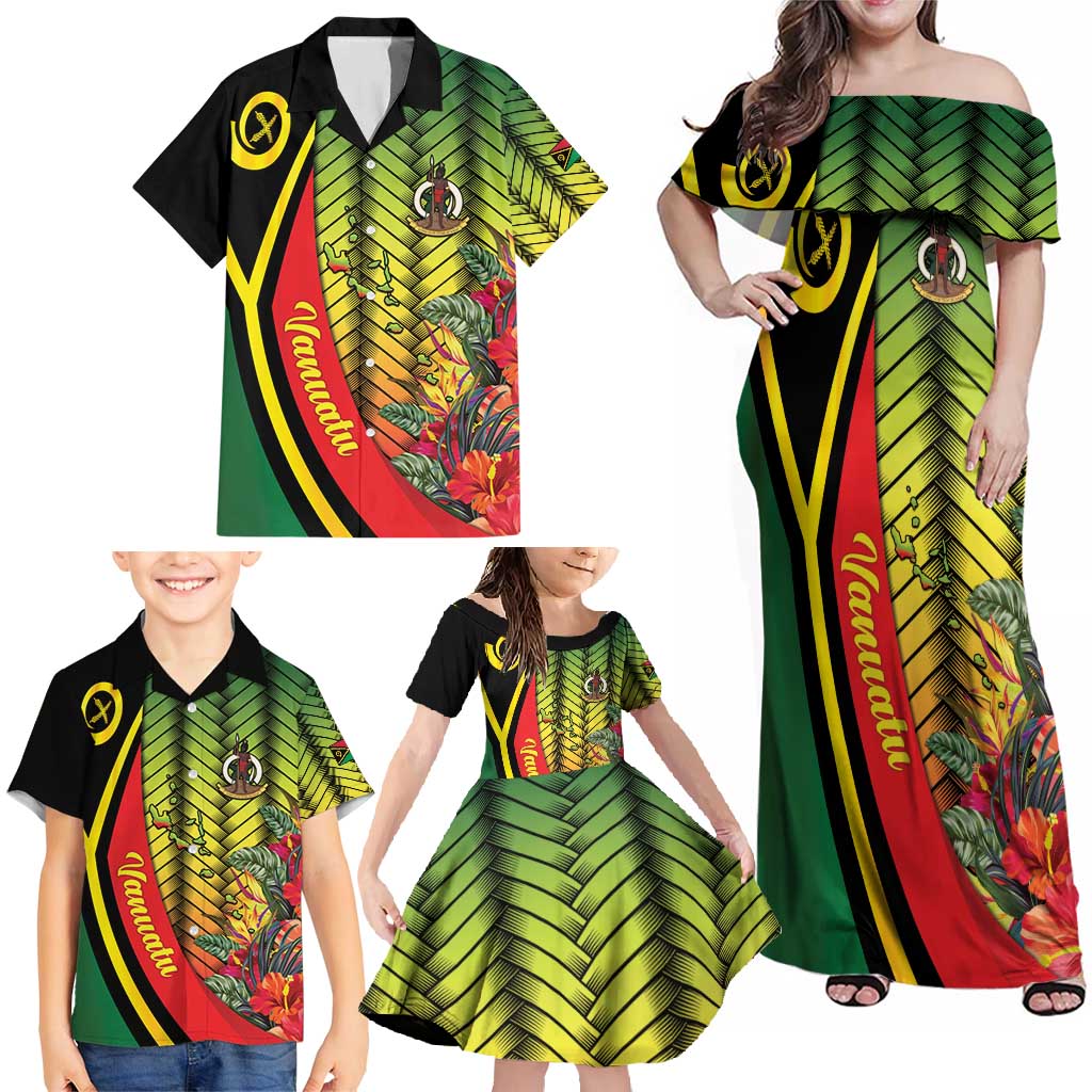 Vanuatu Constitution Day Family Matching Off Shoulder Maxi Dress and Hawaiian Shirt Long Live Vanuatu LT05 - Polynesian Pride