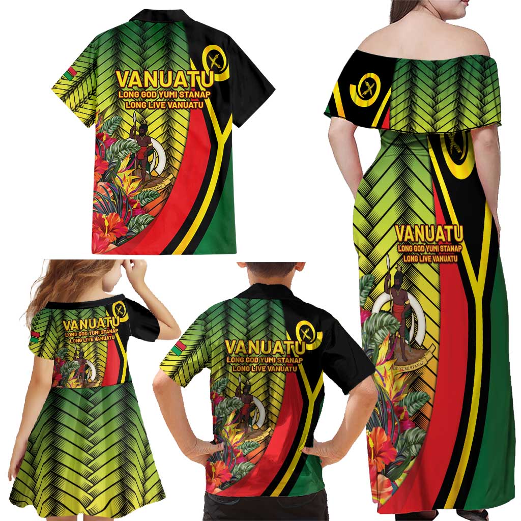 Vanuatu Constitution Day Family Matching Off Shoulder Maxi Dress and Hawaiian Shirt Long Live Vanuatu LT05 - Polynesian Pride