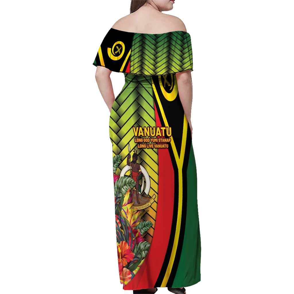 Vanuatu Constitution Day Family Matching Off Shoulder Maxi Dress and Hawaiian Shirt Long Live Vanuatu LT05 - Polynesian Pride