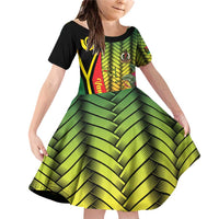 Vanuatu Constitution Day Family Matching Off Shoulder Short Dress and Hawaiian Shirt Long Live Vanuatu LT05 Daughter's Dress Colorful - Polynesian Pride