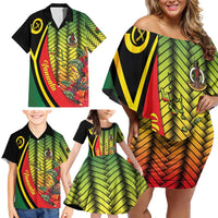 Vanuatu Constitution Day Family Matching Off Shoulder Short Dress and Hawaiian Shirt Long Live Vanuatu LT05 - Polynesian Pride