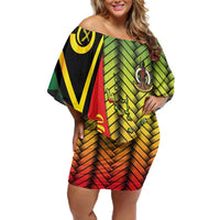 Vanuatu Constitution Day Family Matching Off Shoulder Short Dress and Hawaiian Shirt Long Live Vanuatu LT05 Mom's Dress Colorful - Polynesian Pride