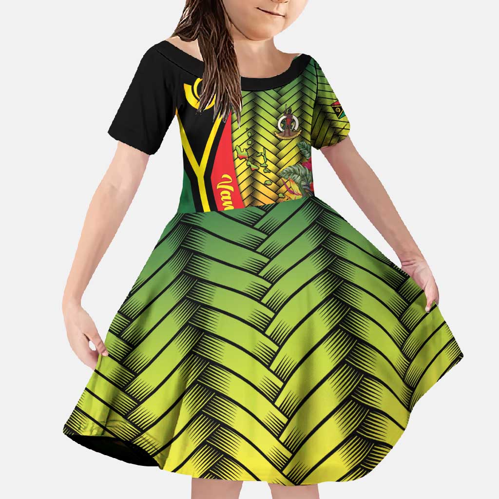 Vanuatu Constitution Day Family Matching Summer Maxi Dress and Hawaiian Shirt Long Live Vanuatu LT05 Daughter's Dress Colorful - Polynesian Pride