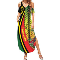 Vanuatu Constitution Day Family Matching Summer Maxi Dress and Hawaiian Shirt Long Live Vanuatu LT05 Mom's Dress Colorful - Polynesian Pride