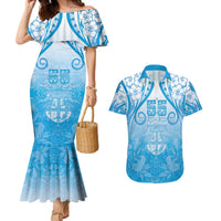 Fiji Day Couples Matching Mermaid Dress and Hawaiian Shirt 55th Anniversary Forever Fiji LT05 Blue - Polynesian Pride