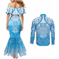 Fiji Day Couples Matching Mermaid Dress and Long Sleeve Button Shirt 55th Anniversary Forever Fiji LT05 - Polynesian Pride