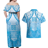 Fiji Day Couples Matching Off Shoulder Maxi Dress and Hawaiian Shirt 55th Anniversary Forever Fiji LT05 - Polynesian Pride