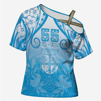 Fiji Day Cross Shoulder Shirt 55th Anniversary Forever Fiji LT05 Female Blue - Polynesian Pride