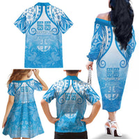 Fiji Day Family Matching Off The Shoulder Long Sleeve Dress and Hawaiian Shirt 55th Anniversary Forever Fiji LT05 - Polynesian Pride