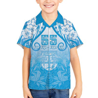 Fiji Day Family Matching Off The Shoulder Long Sleeve Dress and Hawaiian Shirt 55th Anniversary Forever Fiji LT05 Son's Shirt Blue - Polynesian Pride