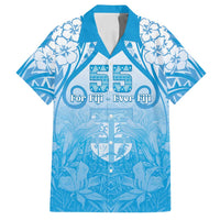 Fiji Day Family Matching Off Shoulder Maxi Dress and Hawaiian Shirt 55th Anniversary Forever Fiji LT05 Dad's Shirt - Short Sleeve Blue - Polynesian Pride