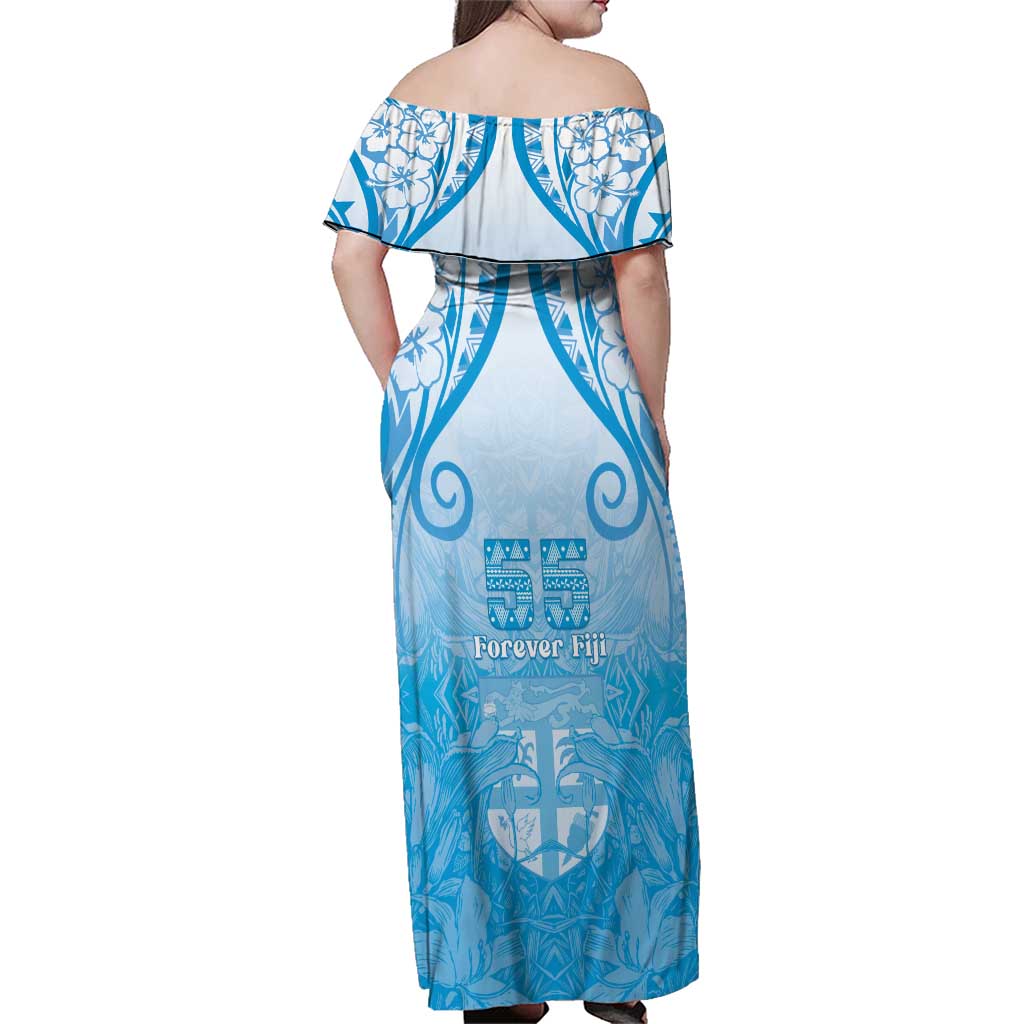 Fiji Day Family Matching Off Shoulder Maxi Dress and Hawaiian Shirt 55th Anniversary Forever Fiji LT05 - Polynesian Pride