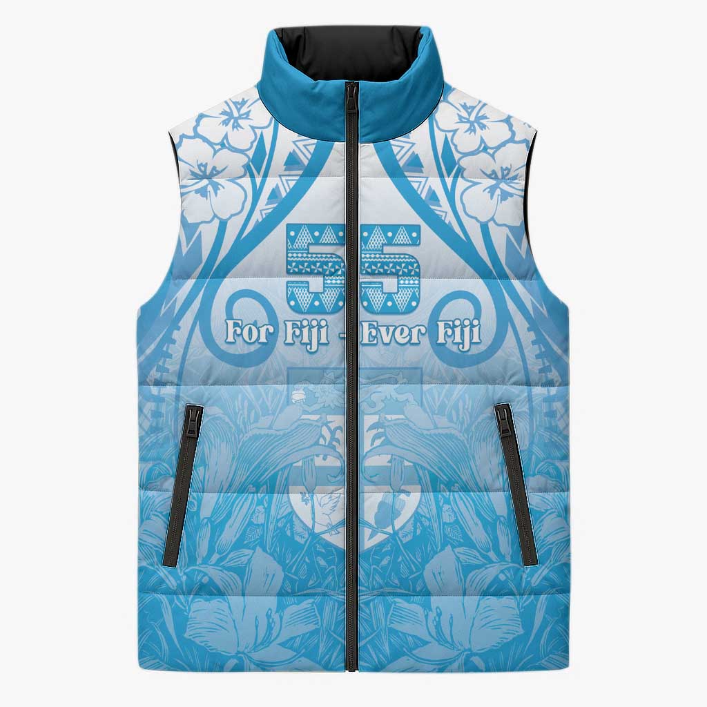 Fiji Day Sleeveless Puffer Jacket 55th Anniversary Forever Fiji LT05 Unisex Blue - Polynesian Pride