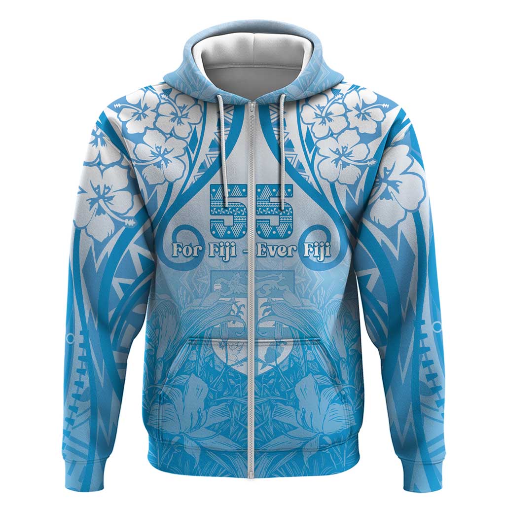 Fiji Day Zip Hoodie 55th Anniversary Forever Fiji LT05 Zip Hoodie Blue - Polynesian Pride