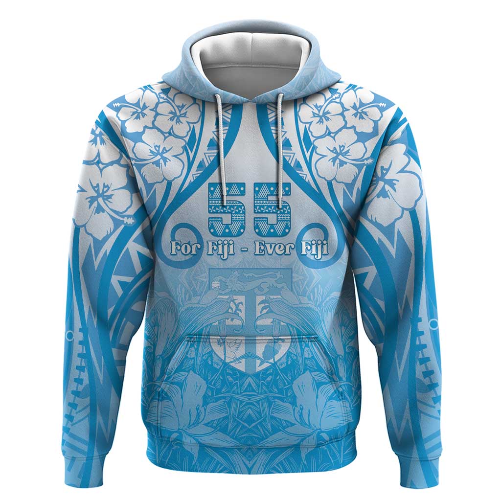 Fiji Day Zip Hoodie 55th Anniversary Forever Fiji LT05 Pullover Hoodie Blue - Polynesian Pride