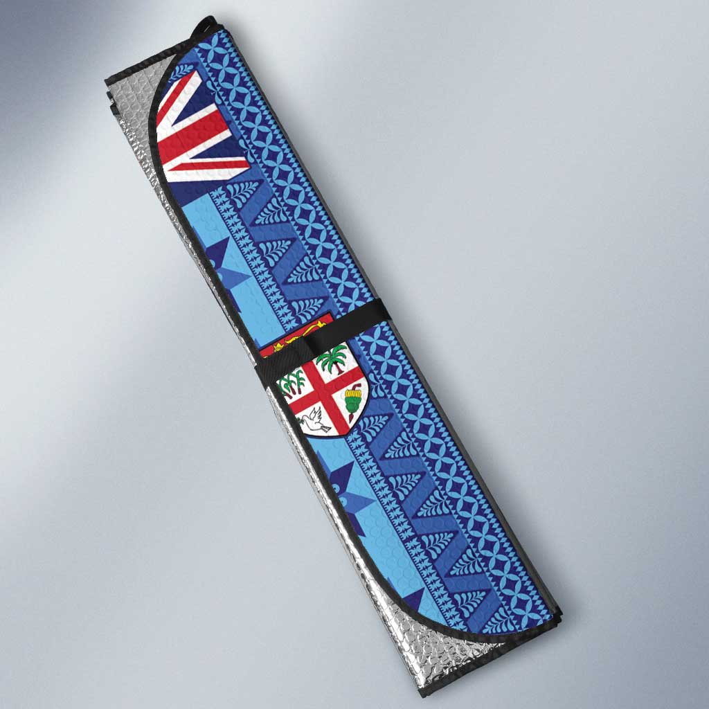Fiji Masi Tapa Auto Sun Shade Coat Of Arms - Polynesian Pride