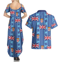Fiji Masi Tapa Couples Matching Summer Maxi Dress and Hawaiian Shirt Coat Of Arms LT05 - Polynesian Pride