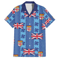 Fiji Masi Tapa Family Matching Off The Shoulder Long Sleeve Dress and Hawaiian Shirt Coat Of Arms LT05 Dad's Shirt - Short Sleeve Blue - Polynesian Pride