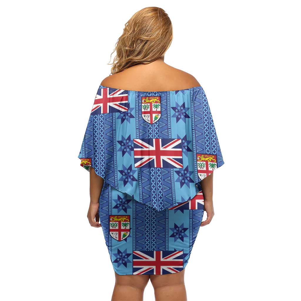Fiji Masi Tapa Family Matching Off Shoulder Short Dress and Hawaiian Shirt Coat Of Arms LT05 - Polynesian Pride
