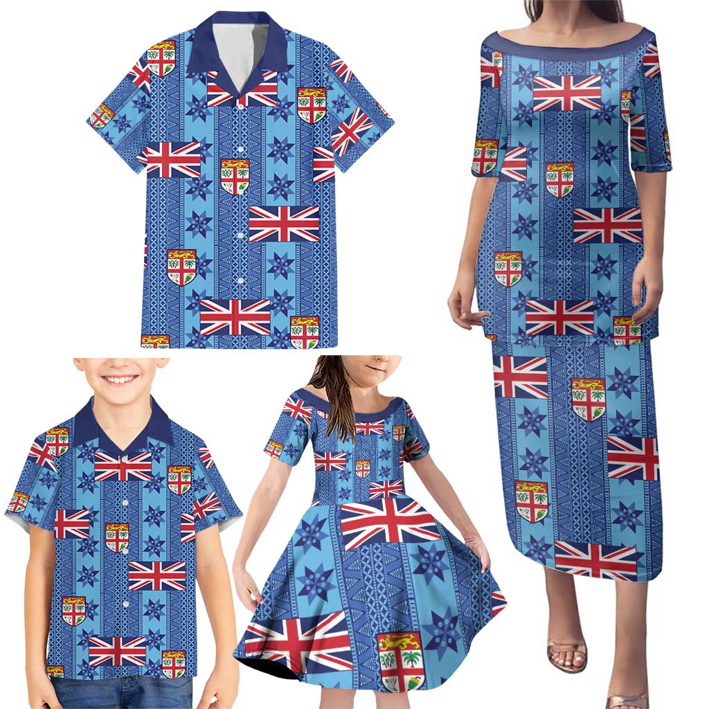 Fiji Masi Tapa Family Matching Puletasi and Hawaiian Shirt Coat Of Arms LT05 - Polynesian Pride