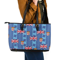 Fiji Masi Tapa Leather Tote Bag Coat Of Arms - Polynesian Pride