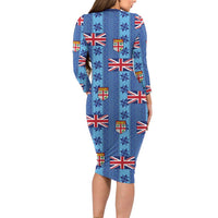 Fiji Masi Tapa Long Sleeve Bodycon Dress Coat Of Arms - Polynesian Pride