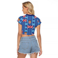 Fiji Masi Tapa Raglan Cropped T Shirt Coat Of Arms - Polynesian Pride