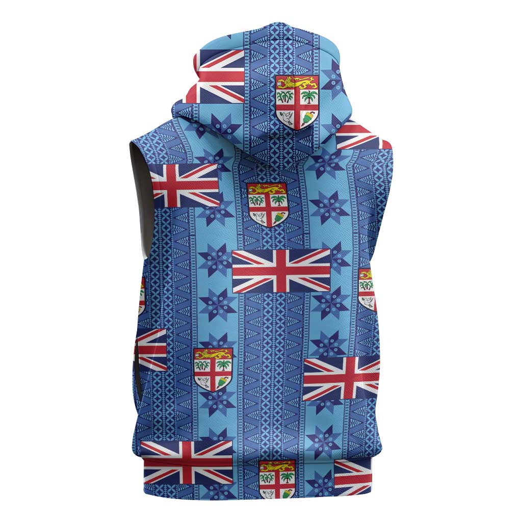 Fiji Masi Tapa Sleeveless Zip Hoodie Coat Of Arms - Polynesian Pride