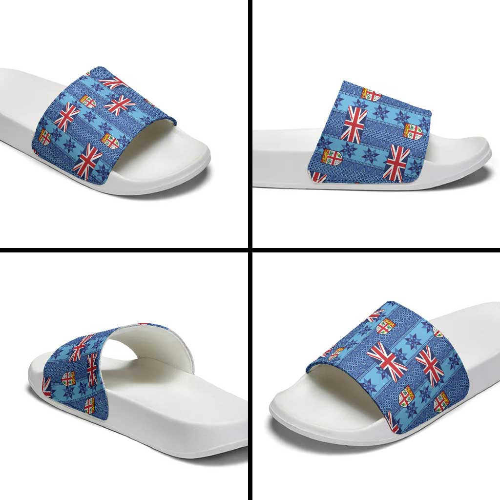 Fiji Masi Tapa Slide Sandals Coat Of Arms - Polynesian Pride