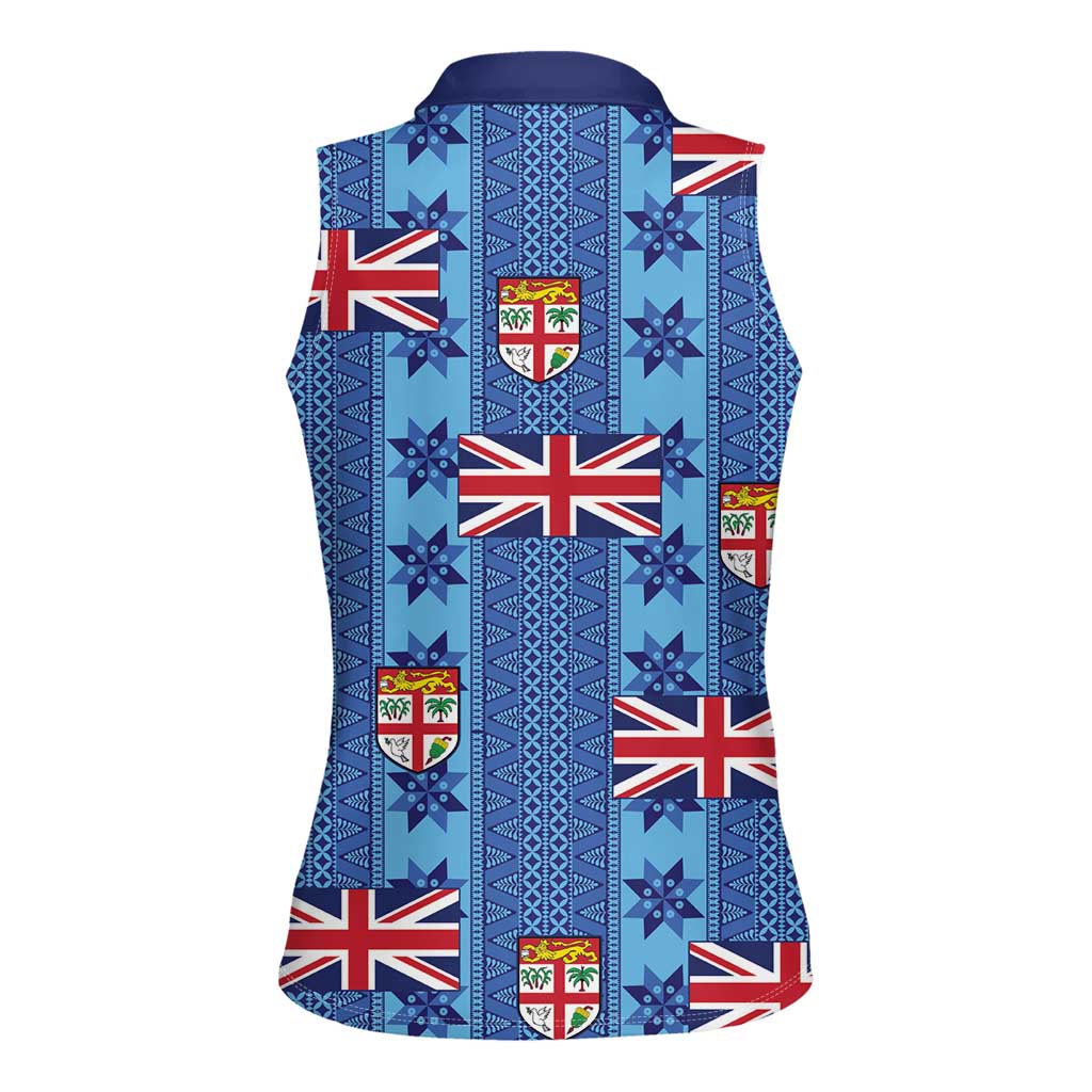 Fiji Masi Tapa Women Sleeveless Polo Shirt Coat Of Arms LT05 - Polynesian Pride