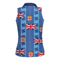 Fiji Masi Tapa Women Sleeveless Polo Shirt Coat Of Arms LT05 - Polynesian Pride