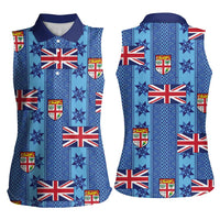Fiji Masi Tapa Women Sleeveless Polo Shirt Coat Of Arms LT05 - Polynesian Pride