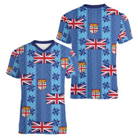 Fiji Masi Tapa Women V-Neck T-Shirt Coat Of Arms LT05 - Polynesian Pride