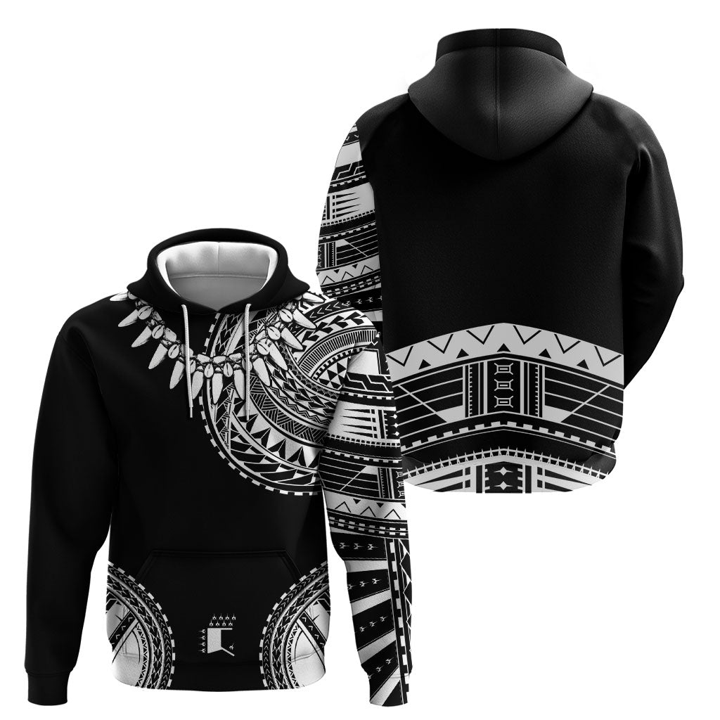 Polynesian Chief Inspired Costume Hoodie Tribal Pattern With Tooth Necklace Black