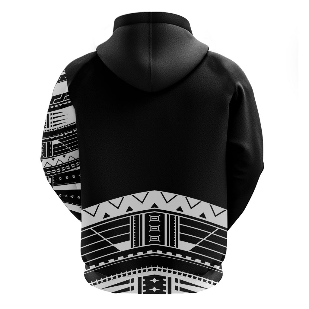 Polynesian Chief Inspired Costume Zip Hoodie Tribal Pattern With Tooth Necklace Black