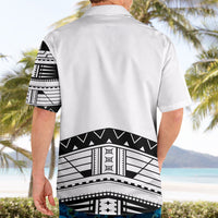 Polynesian Chief Inspired Costume Hawaiian Shirt Tribal Pattern With Tooth Necklace White