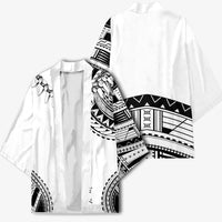 Polynesian Chief Inspired Costume Kimono Tribal Pattern With Tooth Necklace White