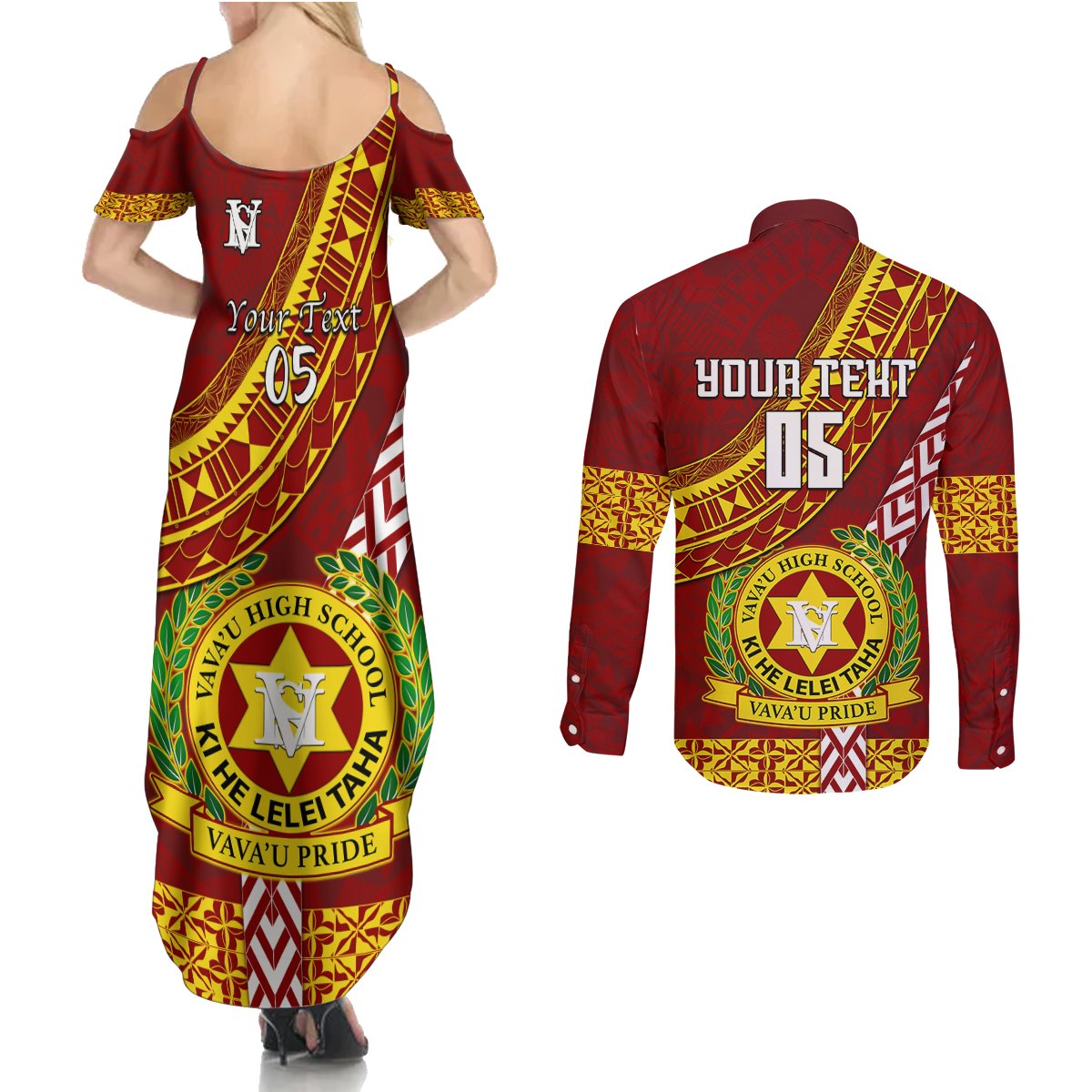 custom-vavau-high-school-couples-matching-summer-maxi-dress-and-long-sleeve-button-shirts-tongan-kupesi-pattern